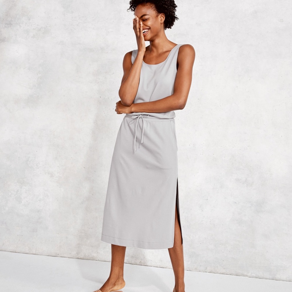 Haven well within, Organic Cotton Interlock Tie Waist Midi Dress, gray NWT